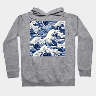 Ephemeral Crests: Hokusai Waves Reimagined Hoodie